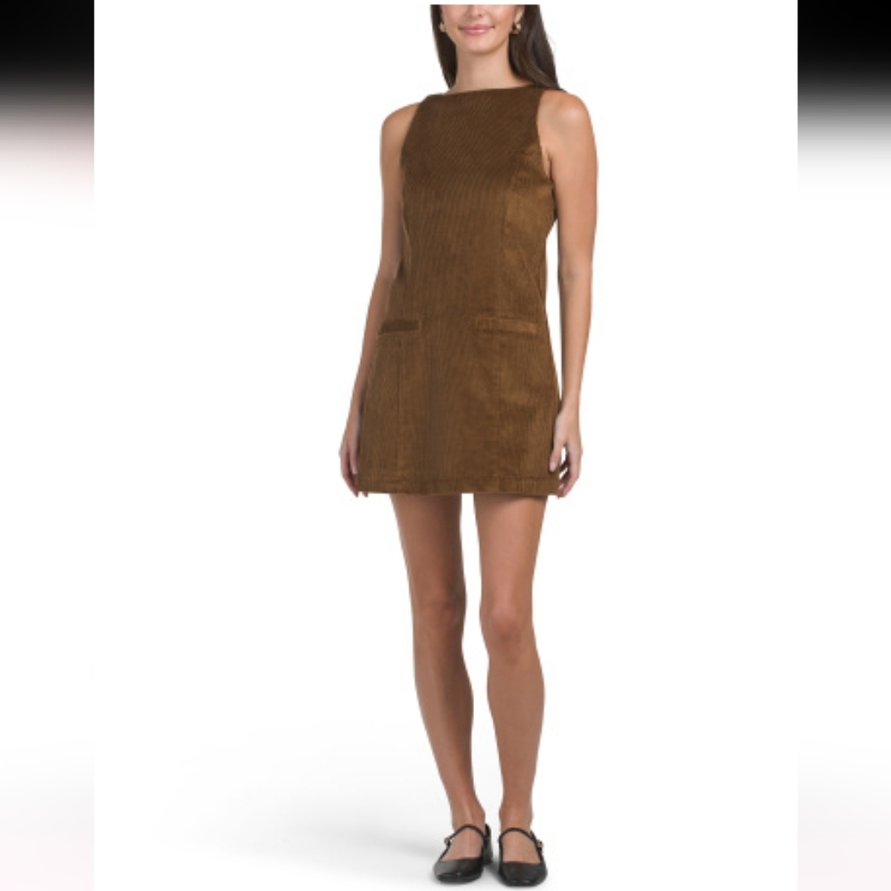 Camila Coelho Thalia mini brown sleeveless corduroy dress brand new size 4